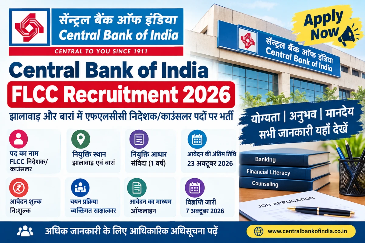 Central Bank of India FLCC Recruitment 2026: Offline Apply